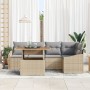 Juego de Sofá de Jardín de 6 Piezas con Cojines Beige de Ratán Sintético by , Outdoor sofas - Ref: Foro24-3358576, Price: 473...