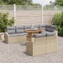 Conjunto de Sofás de Jardín de 9 Piezas con Cojines Beige Poliratán de , Sofás de exterior - Ref: Foro24-3358590, Precio: 693...