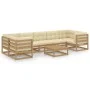 Set de muebles de jardín 8 pzs cojines madera pino marrón miel de vidaXL, Conjuntos de jardín - Ref: Foro24-3077312, Precio: ...