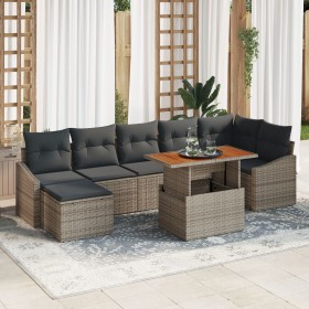 Juego de Sofás de Jardín de 8 Piezas con Cojines Gris Ratán Sintético de , Sofás de exterior - Ref: Foro24-3358603, Precio: 5...