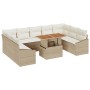Juego de Sofá de Jardín de 10 Piezas con Cojines Beige Ratán Poliéster by , Outdoor sofas - Ref: Foro24-3358619, Price: 773,4...