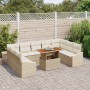 Juego de Sofá de Jardín de 10 Piezas con Cojines Beige Ratán Poliéster by , Outdoor sofas - Ref: Foro24-3358619, Price: 773,4...