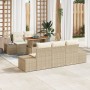 Juego de Sofá de Jardín de 6 Piezas con Cojines Beige Rattan Poliéster von , Outdoor-Sofas - Ref: Foro24-3358640, Preis: 587,...