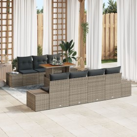 Conjunto de Sofá de Jardín de 8 Piezas con Cojines Gris Ratán Polipropileno by , Outdoor sofas - Ref: Foro24-3358659, Price: ...