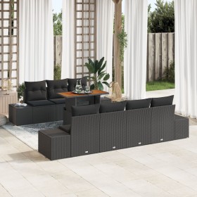 Conjunto de Sofás de Jardín de 8 Piezas con Cojines Ratán Poliéster Negro de , Sofás de exterior - Ref: Foro24-3358662, Preci...