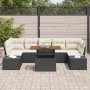 Conjunto de Sofá de Jardín de 8 Piezas con Cojines de Poliratán Negro von , Outdoor-Sofas - Ref: Foro24-3358665, Preis: 577,1...