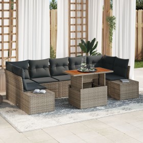 Juego de Sofá de Jardín de 8 Piezas con Cojines Gris Ratán Poliéster de , Sofás de exterior - Ref: Foro24-3358666, Precio: 58...