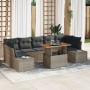 Juego de Sofá de Jardín de 8 Piezas con Cojines Gris Ratán Poliéster von , Outdoor-Sofas - Ref: Foro24-3358666, Preis: 582,97...