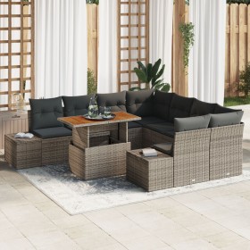 Conjunto de Sofá de Jardín de 9 Piezas con Cojines Gris Poliratán von , Outdoor-Sofas - Ref: Foro24-3358680, Preis: 648,00 €,...