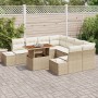 Set de Sofá de Jardín de 9 Piezas con Cojines Beige de Ratán Poliéster von , Outdoor-Sofas - Ref: Foro24-3358682, Preis: 723,...