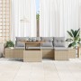 Conjunto de Sofá de Jardín 6 Piezas Beige Ratán Poliéster de , Sofás de exterior - Ref: Foro24-3358688, Precio: 473,40 €, Des...