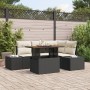 Conjunto de sofá de jardín de 5 piezas con cojines negros de ratán sintético von , Outdoor-Sofas - Ref: Foro24-3358693, Preis...