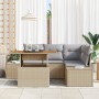Juego de Sofás de Jardín de 5 Piezas con Cojines Beige de Ratán von , Outdoor-Sofas - Ref: Foro24-3358695, Preis: 445,87 €, R...