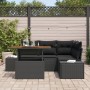 Conjunto de Sofá de Jardín de 5 Piezas con Cojines Negro de Ratán Poliéster by , Outdoor sofas - Ref: Foro24-3358697, Price: ...