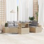 Conjunto de Sofá de Jardín de 6 Piezas con Cojines Beige Ratán Poliéster von , Outdoor-Sofas - Ref: Foro24-3358702, Preis: 49...