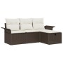 Conjunto de Sofá de Jardín de 4 Piezas con Cojines Marrón Ratán Polimérico von , Outdoor-Sofas - Ref: Foro24-3358847, Preis: ...