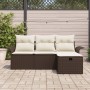 Conjunto de Sofá de Jardín de 4 Piezas con Cojines Marrón Ratán Polimérico von , Outdoor-Sofas - Ref: Foro24-3358847, Preis: ...