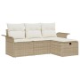 Conjunto de Sofá de Jardín de 4 Piezas con Cojines Beige Ratán Polímero by , Outdoor sofas - Ref: Foro24-3358850, Price: 291,...