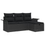 Conjunto de Sofá de Jardín de 4 Piezas con Cojines Negro Poliratán by , Outdoor sofas - Ref: Foro24-3358852, Price: 276,38 €,...