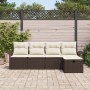 Conjunto de Sofá de Jardín de 5 piezas con Cojines Marrón Ratán Poliéster von , Outdoor-Sofas - Ref: Foro24-3358857, Preis: 3...