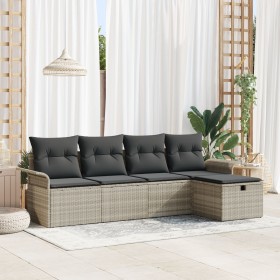 Juego de Sofá de Jardín de 5 Piezas con Cojines de Poliratán Gris Claro by , Outdoor sofas - Ref: Foro24-3358861, Price: 321,...