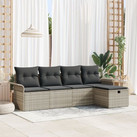 Juego de Sofá de Jardín de 5 Piezas con Cojines de Poliratán Gris Claro by , Outdoor sofas - Ref: Foro24-3358861, Price: 321,...