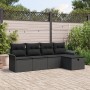 Juego de Sofá de Jardín de 5 Piezas con Cojines Negro Poliratán by , Outdoor sofas - Ref: Foro24-3358862, Price: 328,58 €, Di...