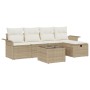 Conjunto de Sofás de Jardín de 6 Piezas con Cojines Beige de Ratán Poliéster by , Outdoor sofas - Ref: Foro24-3358870, Price:...