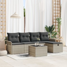 Juego de Sofás de Jardín de 6 Piezas con Cojines Gris Claro Poliratán by , Outdoor sofas - Ref: Foro24-3358871, Price: 376,82...