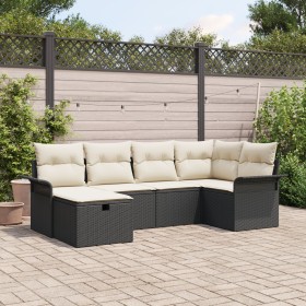 Conjunto de Sofá de Jardín de 6 piezas con Cojines Negro de Ratán Poliéster by , Outdoor sofas - Ref: Foro24-3358876, Price: ...