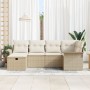 Conjunto de Sofás de Jardín de 6 Piezas con Cojines Beige de Ratán Poliéster von , Outdoor-Sofas - Ref: Foro24-3358880, Preis...