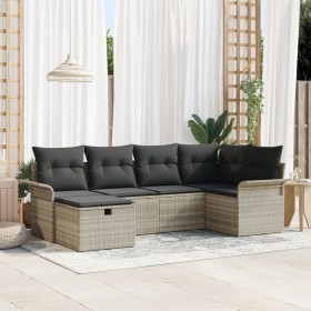 Conjunto de Sofá de Jardín de 6 Piezas con Cojines Gris Claro de Ratán Poliéster by , Outdoor sofas - Ref: Foro24-3358881, Pr...