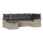 Conjunto de Sofá de Jardín de 6 Piezas con Cojines Gris Claro de Ratán Poliéster by , Outdoor sofas - Ref: Foro24-3358881, Pr...