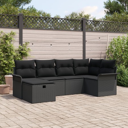 Juego de Sofá de Jardín de 6 Piezas con Cojines Negros de Poliratán von , Outdoor-Sofas - Ref: Foro24-3358882, Preis: 401,76 ...