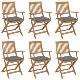 6 pcs folding garden chairs and solid acacia wood cushions by vidaXL, Garden chairs - Ref: Foro24-3074956, Price: 335,24 €, D...