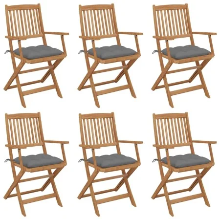 6 pcs folding garden chairs and solid acacia wood cushions by vidaXL, Garden chairs - Ref: Foro24-3074956, Price: 335,24 €, D...