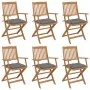 6 Stück klappbare Gartenstühle und Kissen aus massivem Akazienholz von vidaXL, Gartenstühle - Ref: Foro24-3074956, Preis: 341...