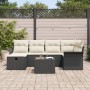 Conjunto de Sofás de Jardín de 7 Piezas con Cojines Negros de Poliratán von , Outdoor-Sofas - Ref: Foro24-3358886, Preis: 432...