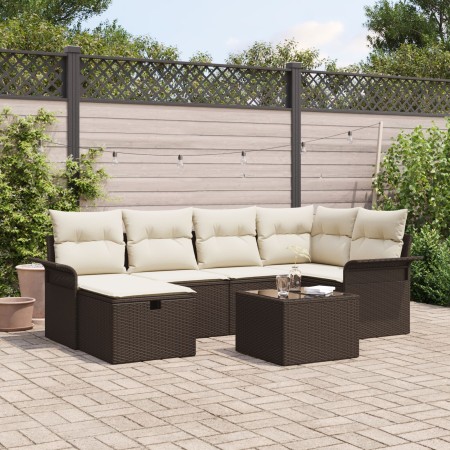 Juego de Sofás de Jardín de 7 Piezas con Cojines Marrón Ratán Poliémero von , Outdoor-Sofas - Ref: Foro24-3358887, Preis: 467...