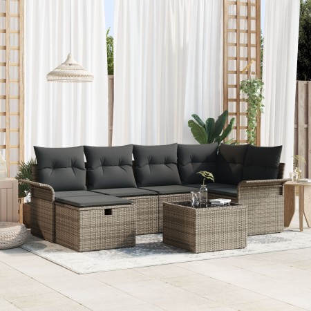 Juego de Sofás de Jardín de 7 Piezas con Cojines Gris Rattan Poly by , Outdoor sofas - Ref: Foro24-3358888, Price: 434,23 €, ...