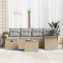 Juego de Sofá de Jardín de 7 Piezas con Cojines Beige Ratán Poliéster by , Outdoor sofas - Ref: Foro24-3358889, Price: 460,57...