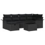 Juego de Sofás de Jardín de 7 Piezas con Cojines Negros de Poliratán by , Outdoor sofas - Ref: Foro24-3358892, Price: 450,37 ...