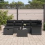 Juego de Sofás de Jardín de 7 Piezas con Cojines Negros de Poliratán by , Outdoor sofas - Ref: Foro24-3358892, Price: 450,37 ...