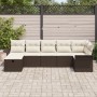Conjunto de Sofá de Jardín de 7 Piezas con Cojines de Ratán Polimérico Marrón de , Sofás de exterior - Ref: Foro24-3358897, P...