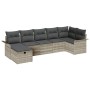 Conjunto de Sofá de Jardín de 7 Piezas con Cojines de Poliratán Gris Claro by , Outdoor sofas - Ref: Foro24-3358901, Price: 4...