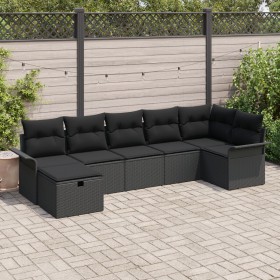 Juego de Sofá de Jardín de 7 Piezas con Cojines Negro de Ratán Poliéster von , Outdoor-Sofas - Ref: Foro24-3358902, Preis: 46...