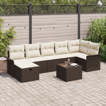 Juego de Sofás de Jardín de 8 Piezas con Cojines Marrón Poliratán by , Outdoor sofas - Ref: Foro24-3358907, Price: 531,89 €, ...