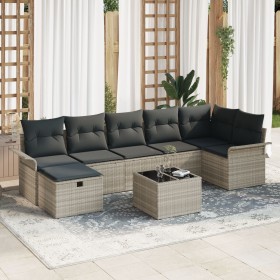 Conjunto de Sofá de Jardín de 8 Piezas con Cojines Gris Claro de Ratán Sintético by , Outdoor sofas - Ref: Foro24-3358911, Pr...