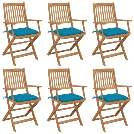 Folding garden chairs 6 units and solid acacia wood cushions by vidaXL, Garden chairs - Ref: Foro24-3074959, Price: 335,09 €,...