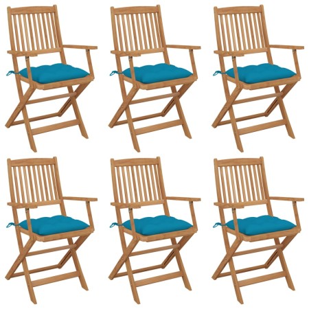Klappbare Gartenstühle 6 Stück und Kissen aus massivem Akazienholz von vidaXL, Gartenstühle - Ref: Foro24-3074959, Preis: 347...